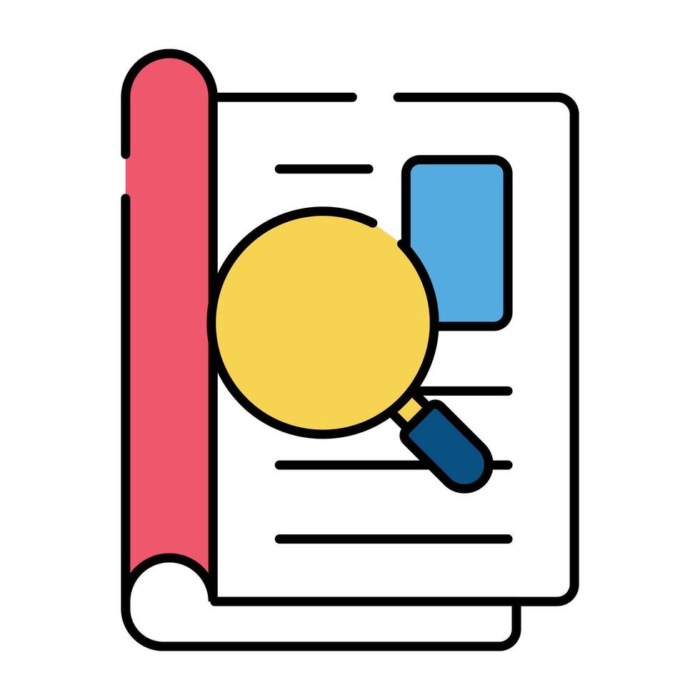 A flat design icon of search paper vector
