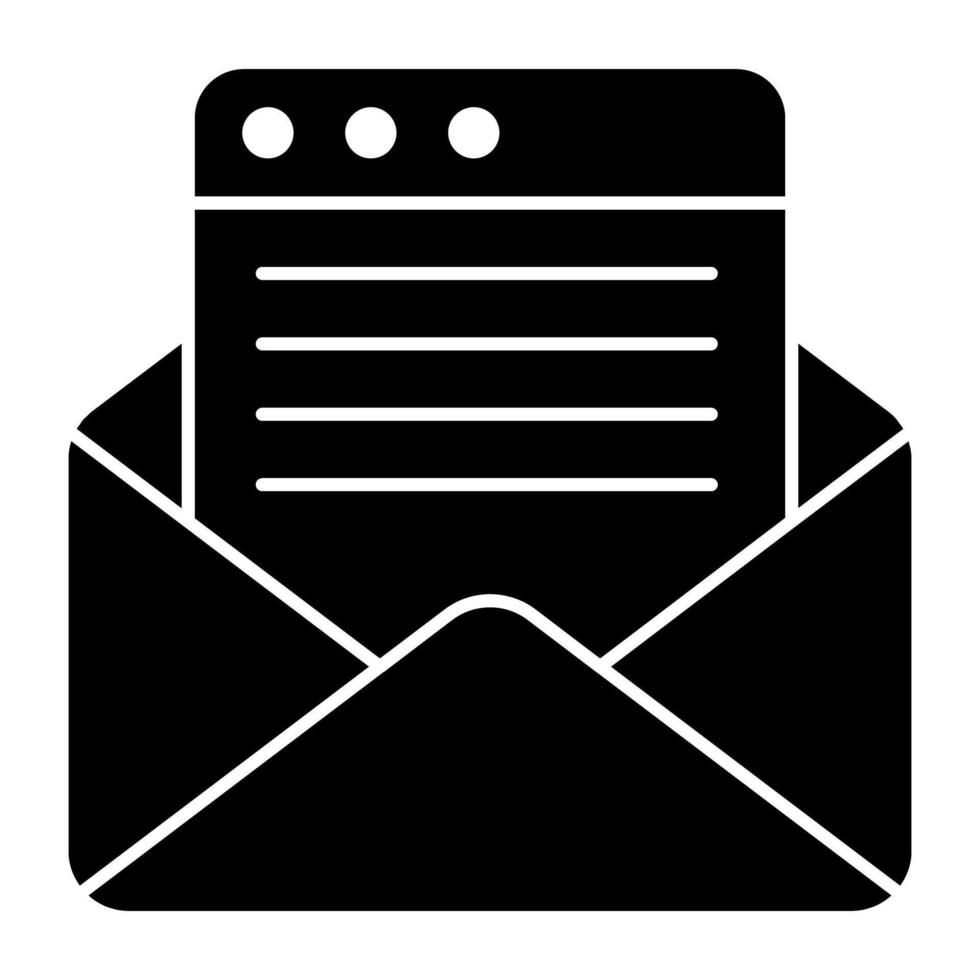 Letter on web page denoting concept of web mail vector