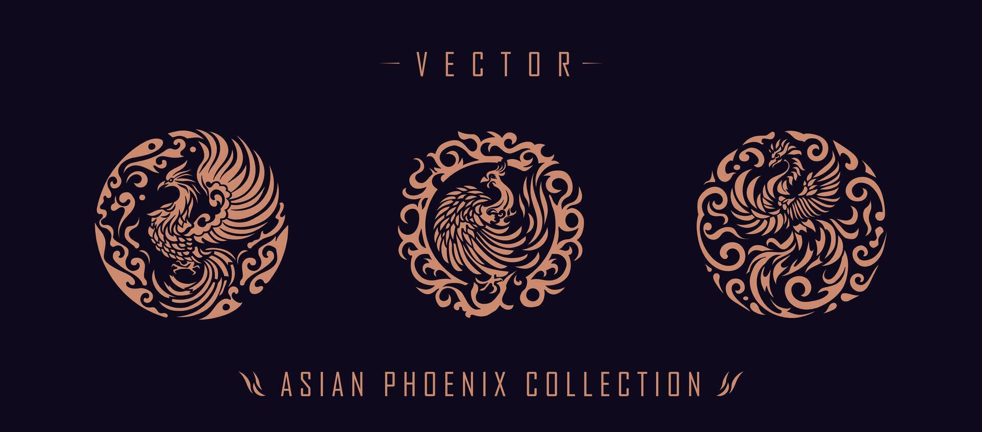 Asian traditional phoenix pattern ancient Chinese phoenix vector