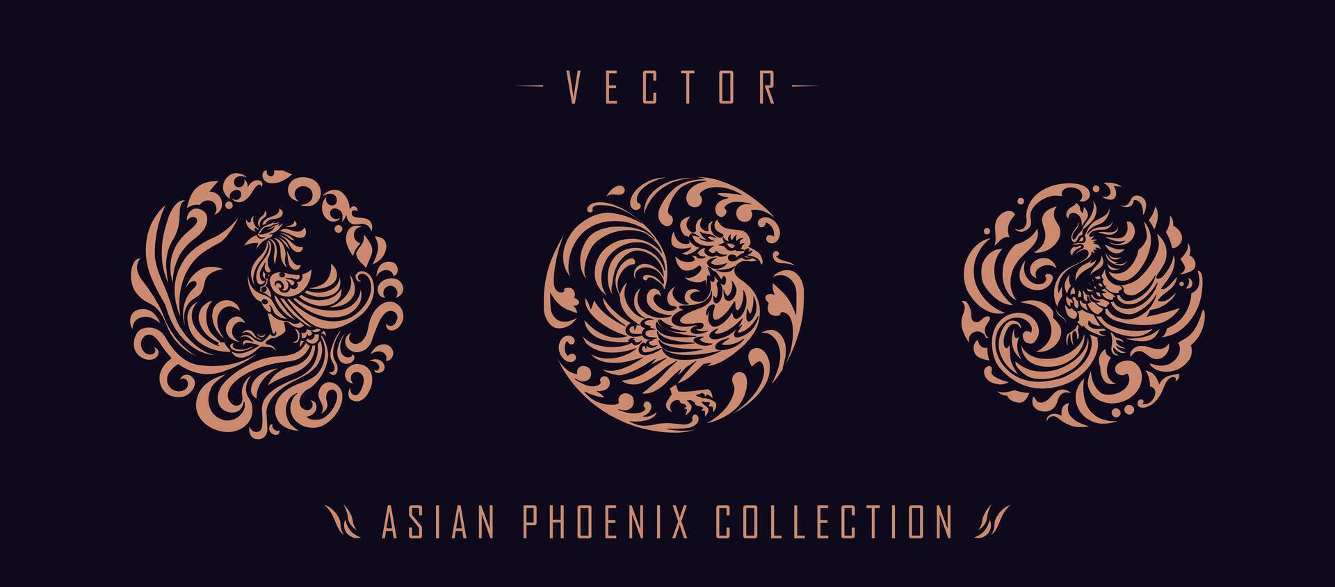 Asian traditional phoenix pattern ancient Chinese phoenix vector