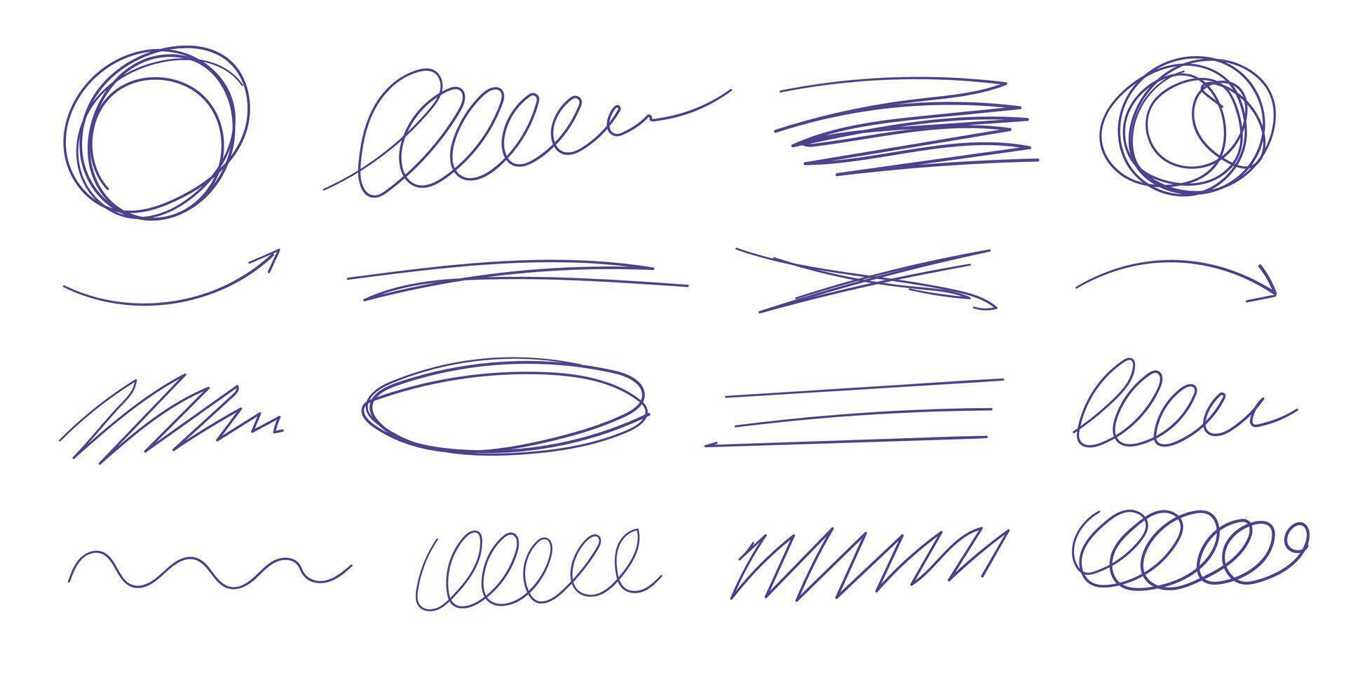 Pen drawn line vector. Hand drawn doodle marker stroke of graffiti texture grunge style. vector