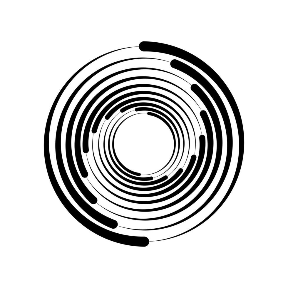 Black halftone dashed speed swirl line Design element for frame vortex logo tattoo vector