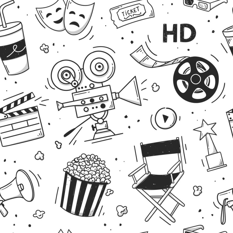 movie pattern. in doodle style vector