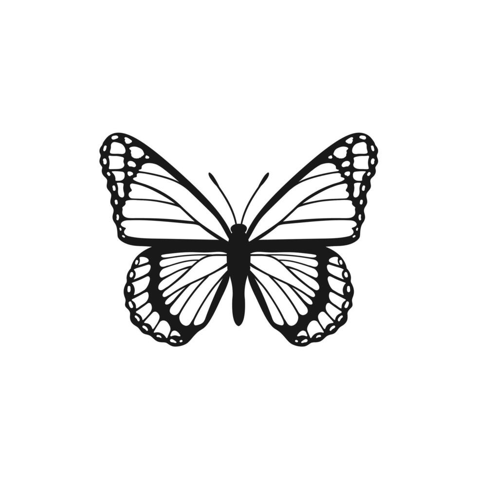 Butterfly silhouette. Y2k aesthetic, hand drawn. Vector graphics in trendy retro 2000s style.