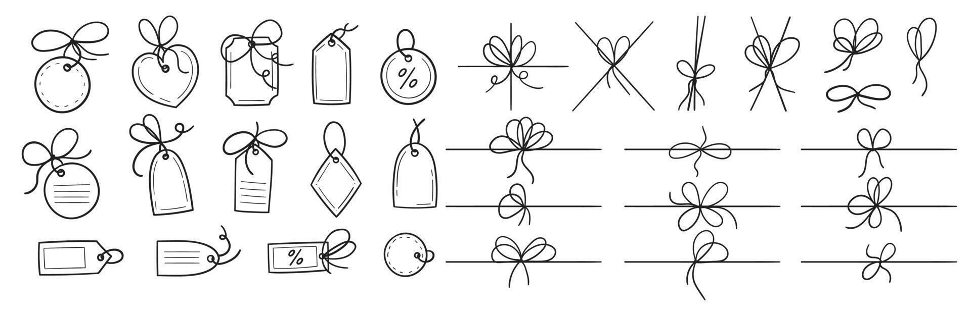 WebA line of bows on a ribbon to decorate a gift. doodle style ropes, simple thin vector