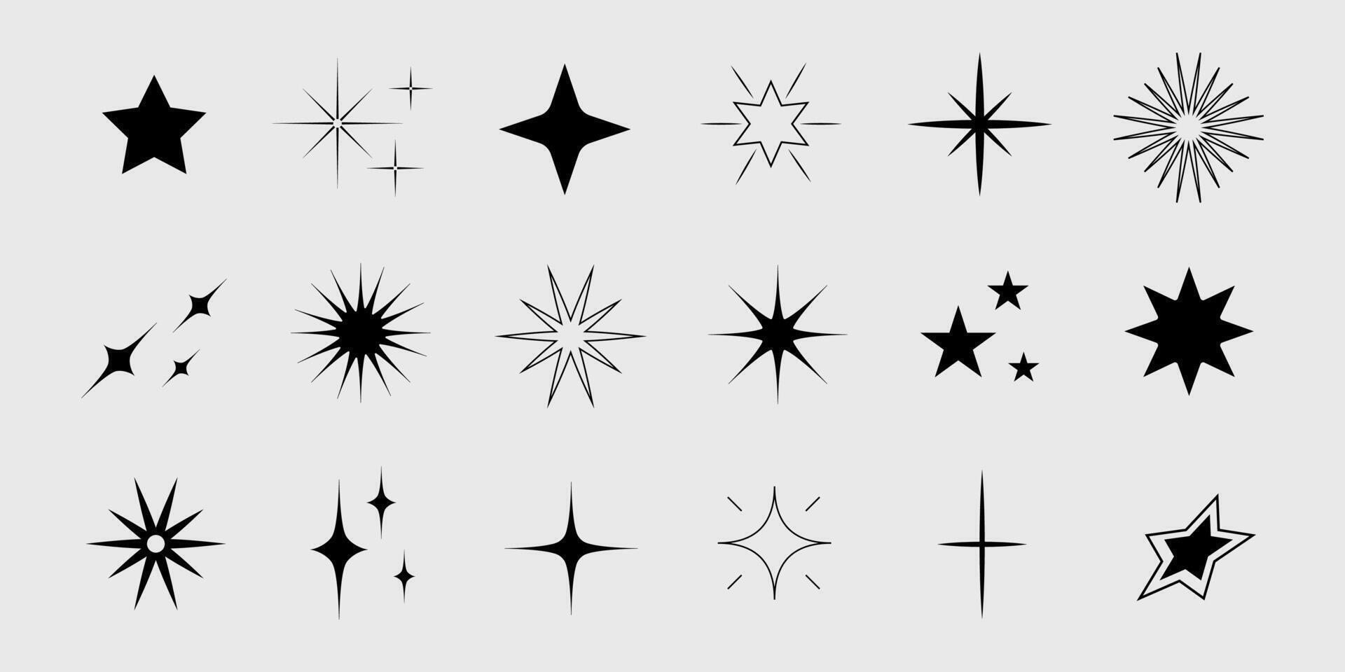 conjunto de estrella formas retro futurista brillar íconos recopilación. vector conjunto de y2k estilo.