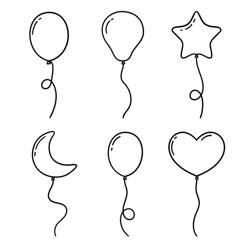 Vector drawing of hot air balloons in doodle style