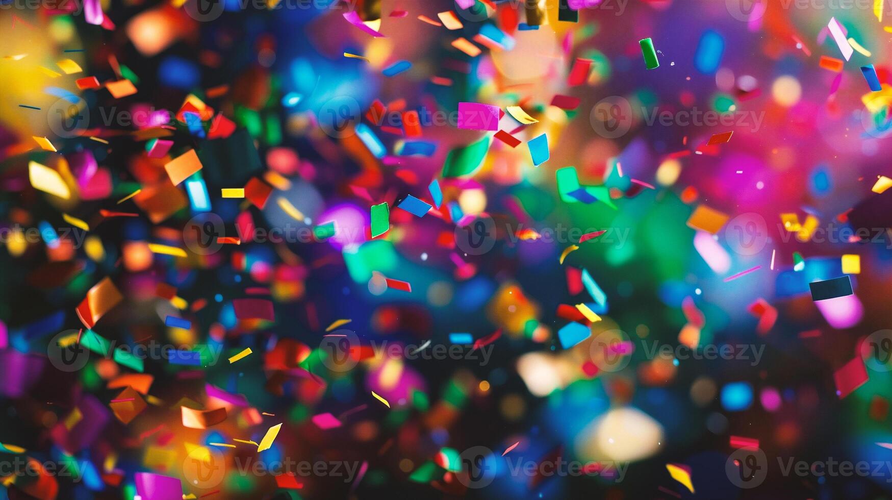 AI generated Colorful confetti on bokeh background photo