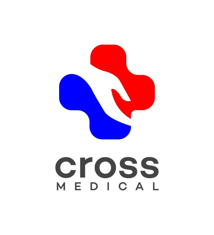 logotipo médico cruzado vector
