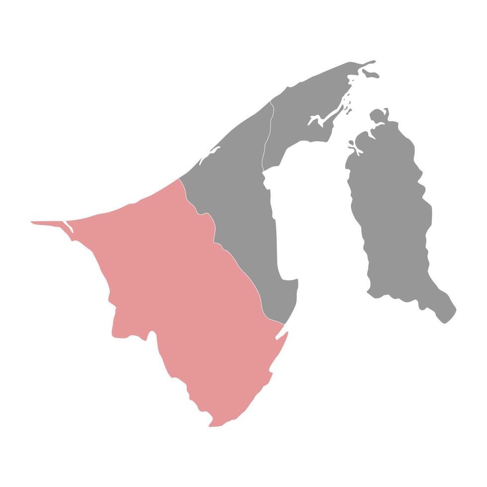 Belait District map, administrative division of Brunei. Vector illustration.