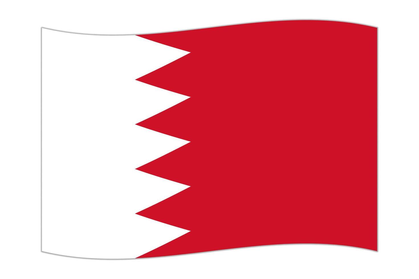 Waving flag of the country Bahrain. Vector illustration.