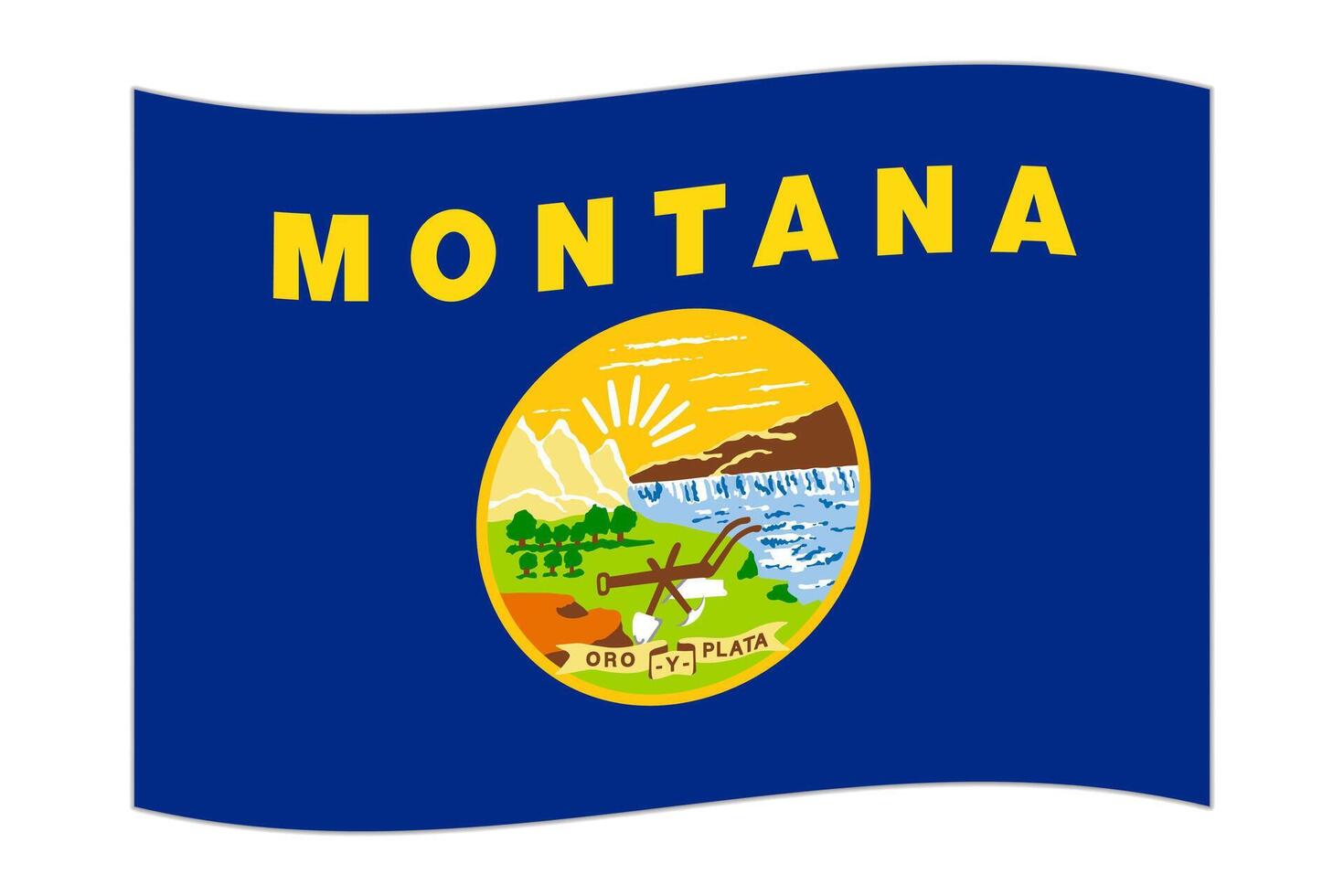 Waving flag of the Montana state. Vector illustration.