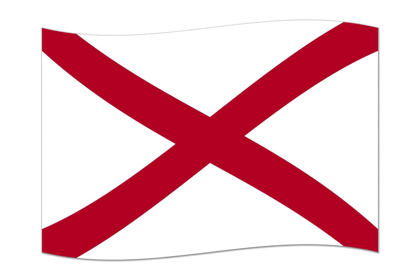 Waving flag of the Alabama state. Vector illustration.