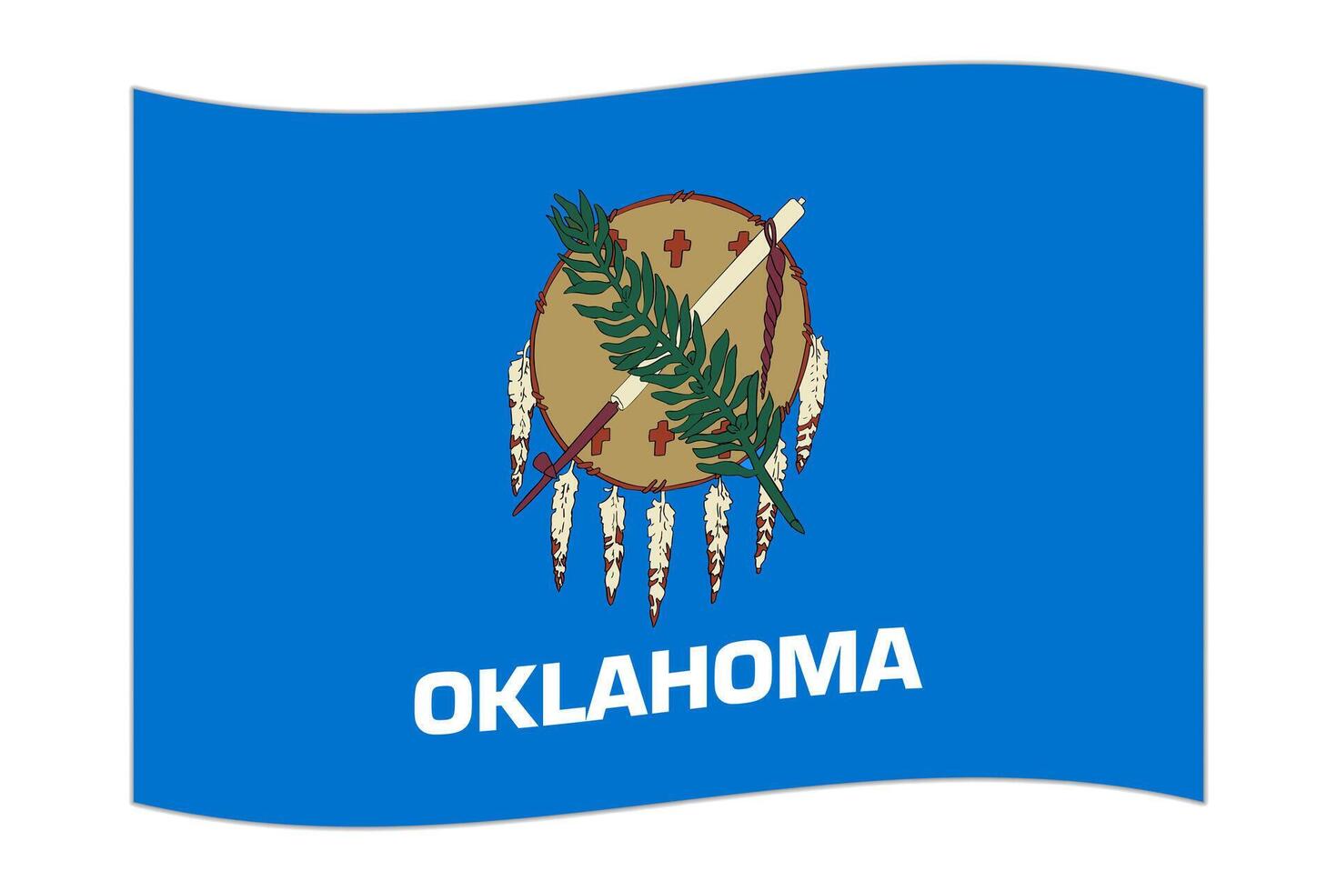 Waving flag of the Oklahoma state. Vector illustration.