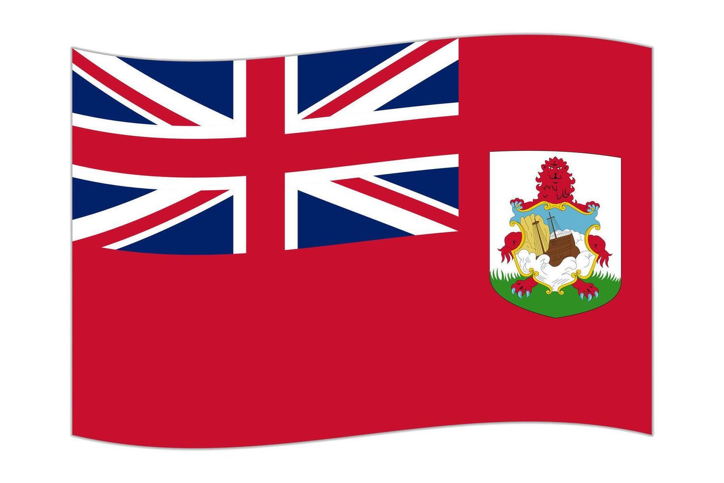 Waving flag of the country Bermuda. Vector illustration.