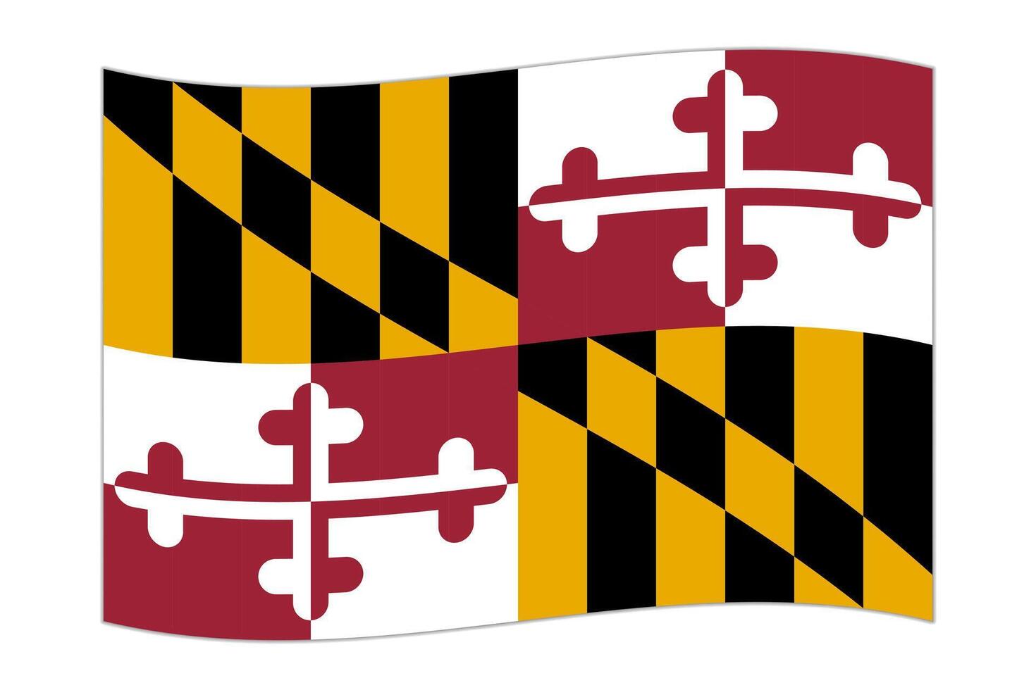 Waving flag of the Maryland state. Vector illustration.