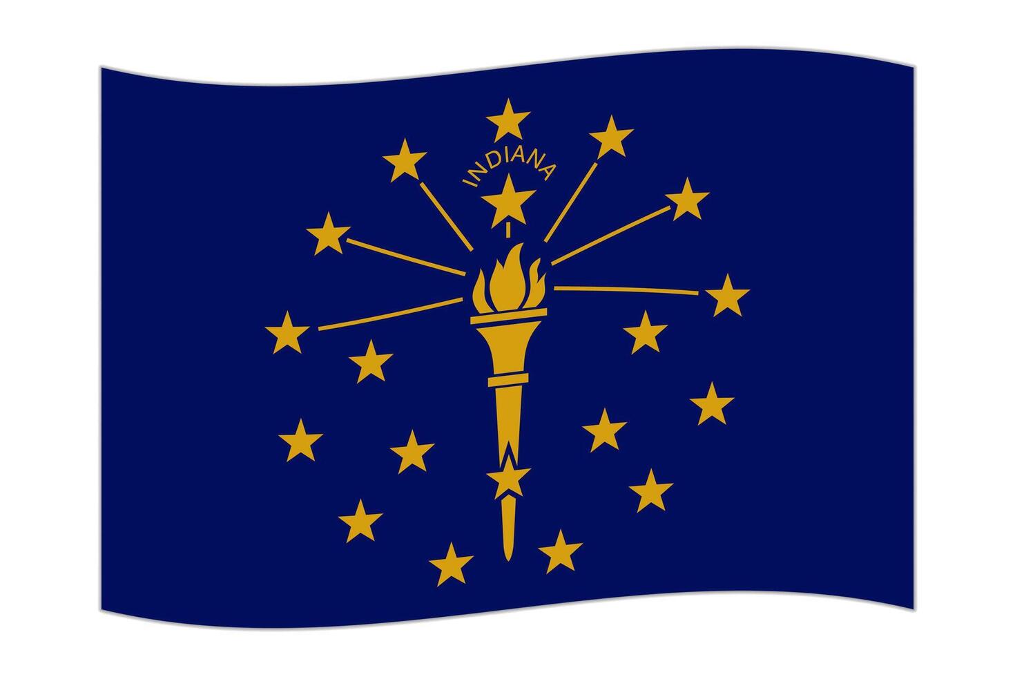 Waving flag of the Indiana state. Vector illustration.