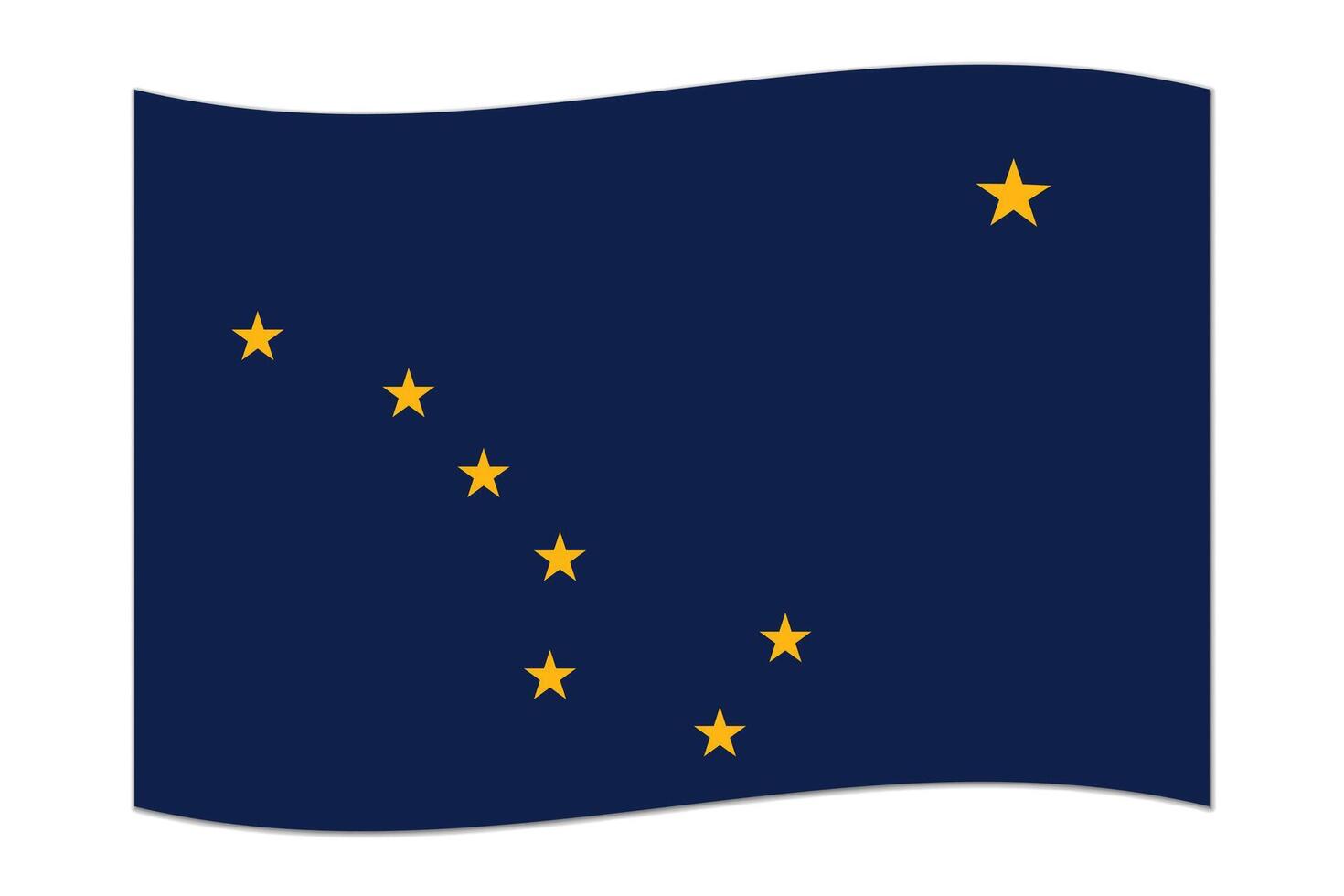 Waving flag of the Alaska state. Vector illustration.