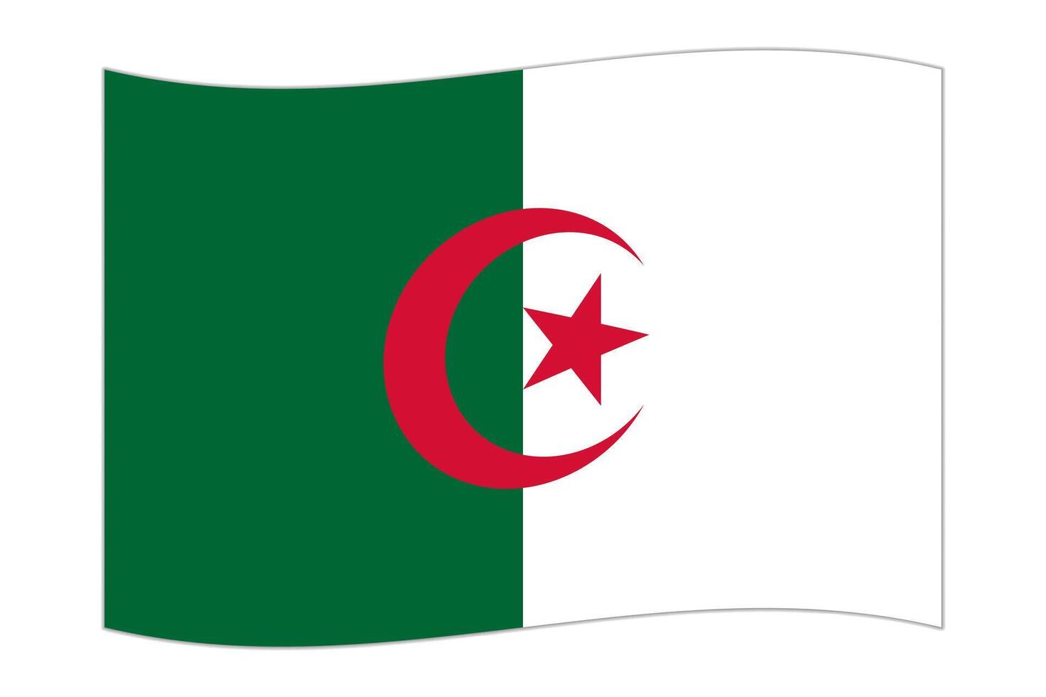 Waving flag of the country Algeria. Vector illustration.