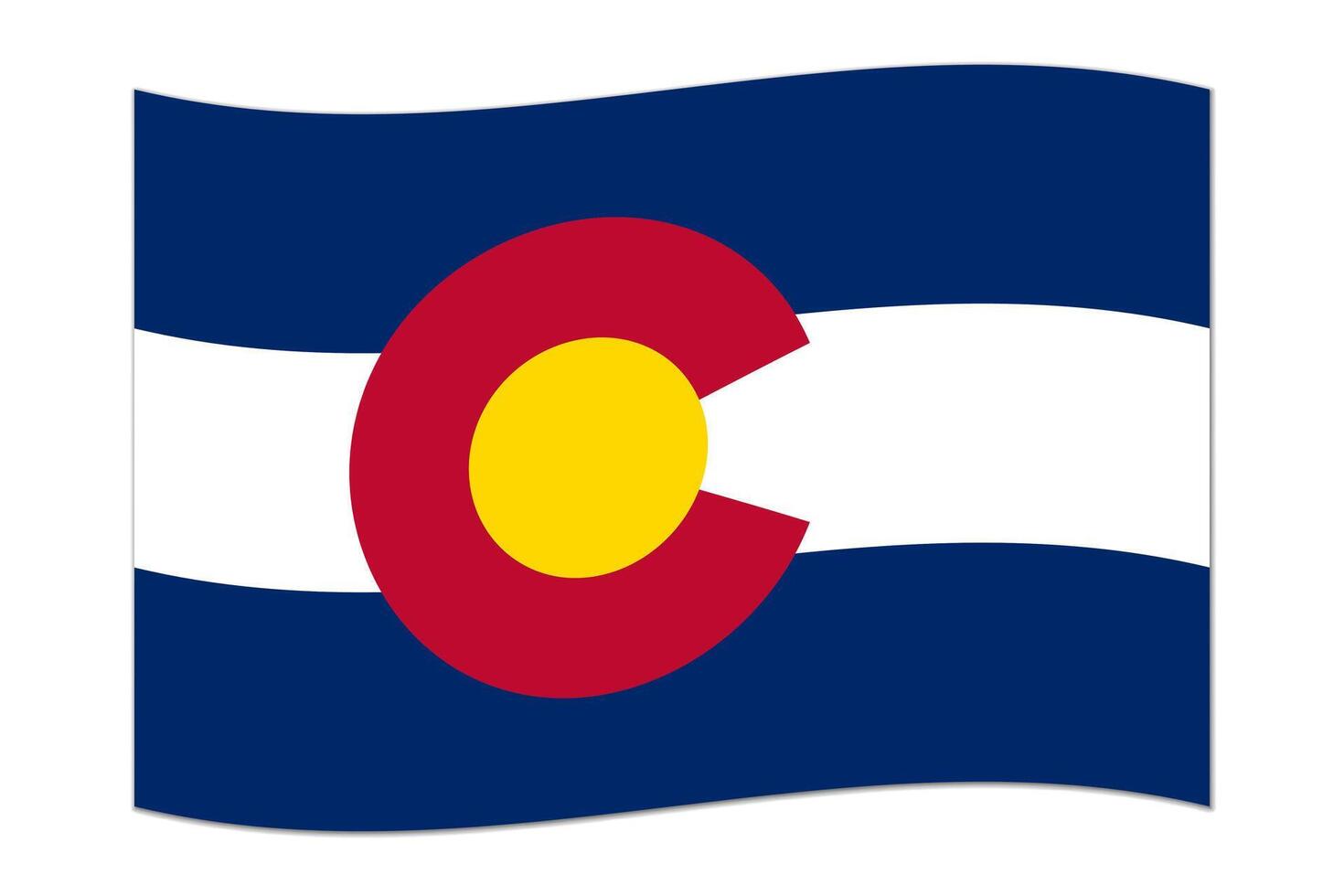 Waving flag of the Colorado state. Vector illustration.