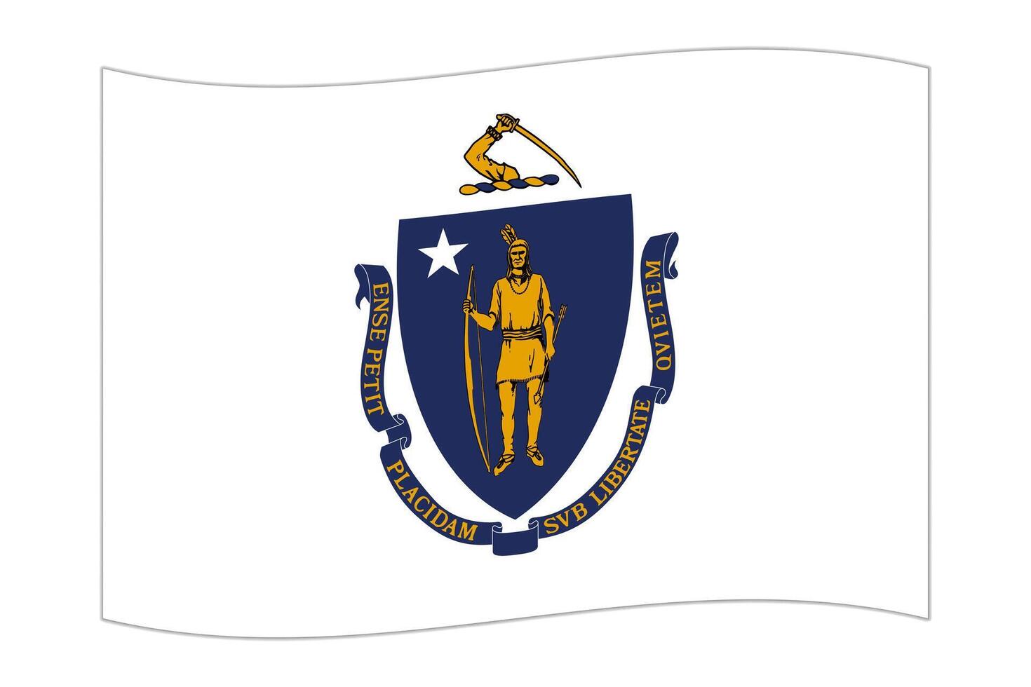 ondeando la bandera del estado de massachusetts. ilustración vectorial vector