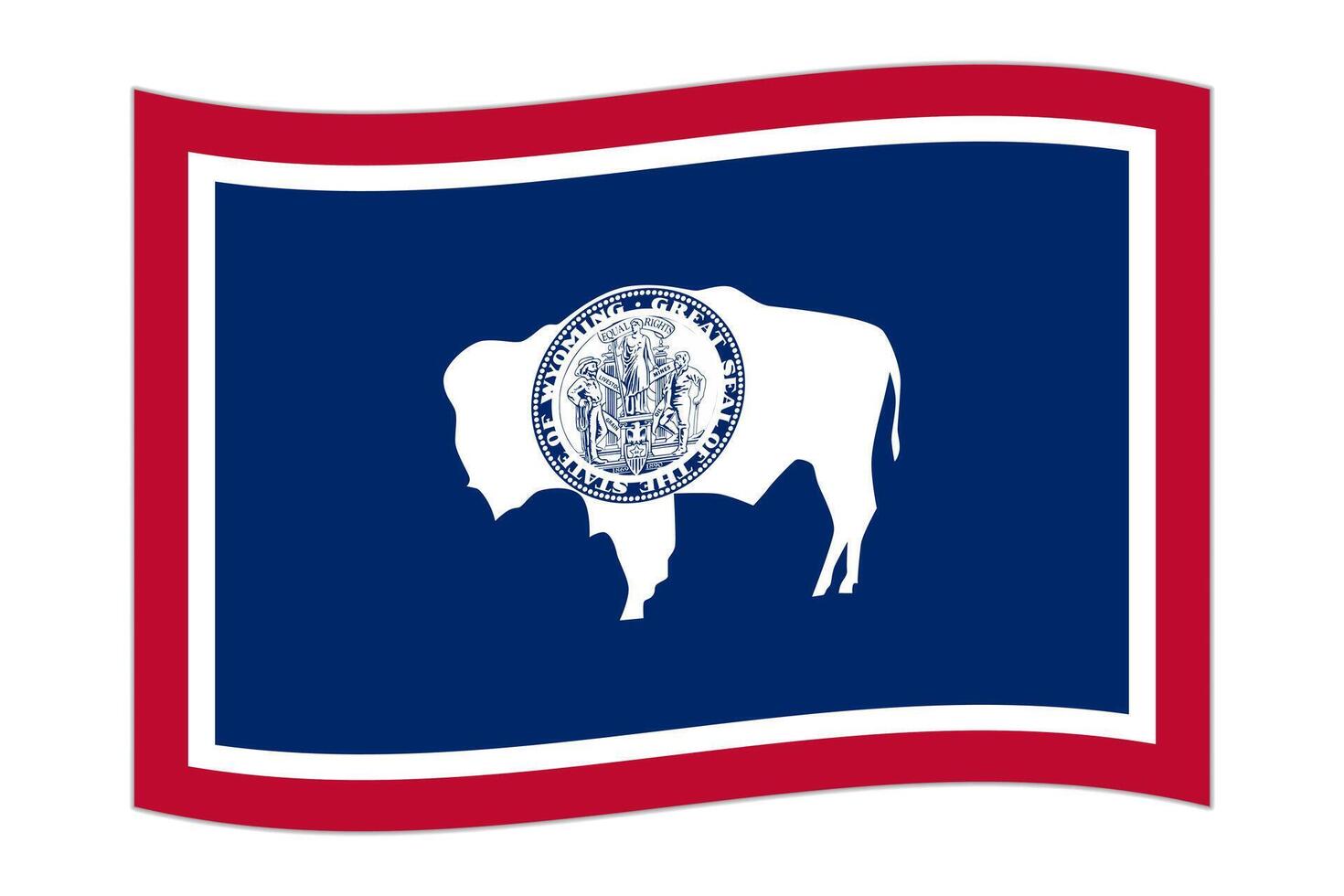Waving flag of the Wyoming state. Vector illustration.