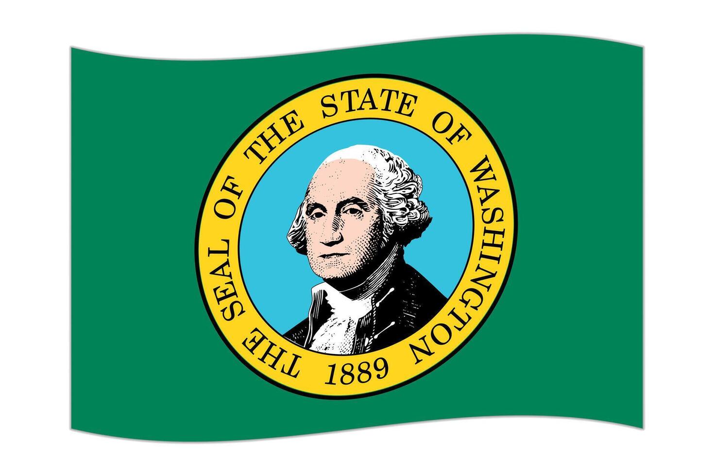 Waving flag of the Washington state. Vector illustration.