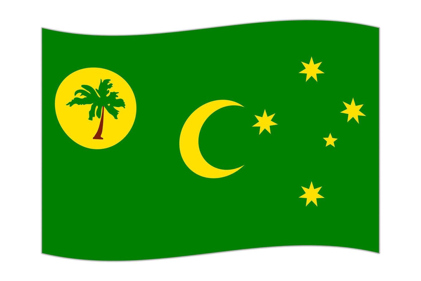 Waving flag of the country Cocos Islands. Vector illustration.