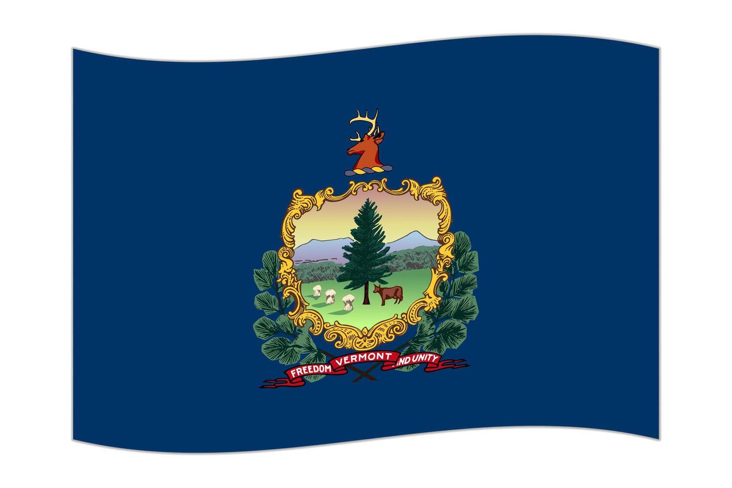 Waving flag of the Vermont state. Vector illustration.