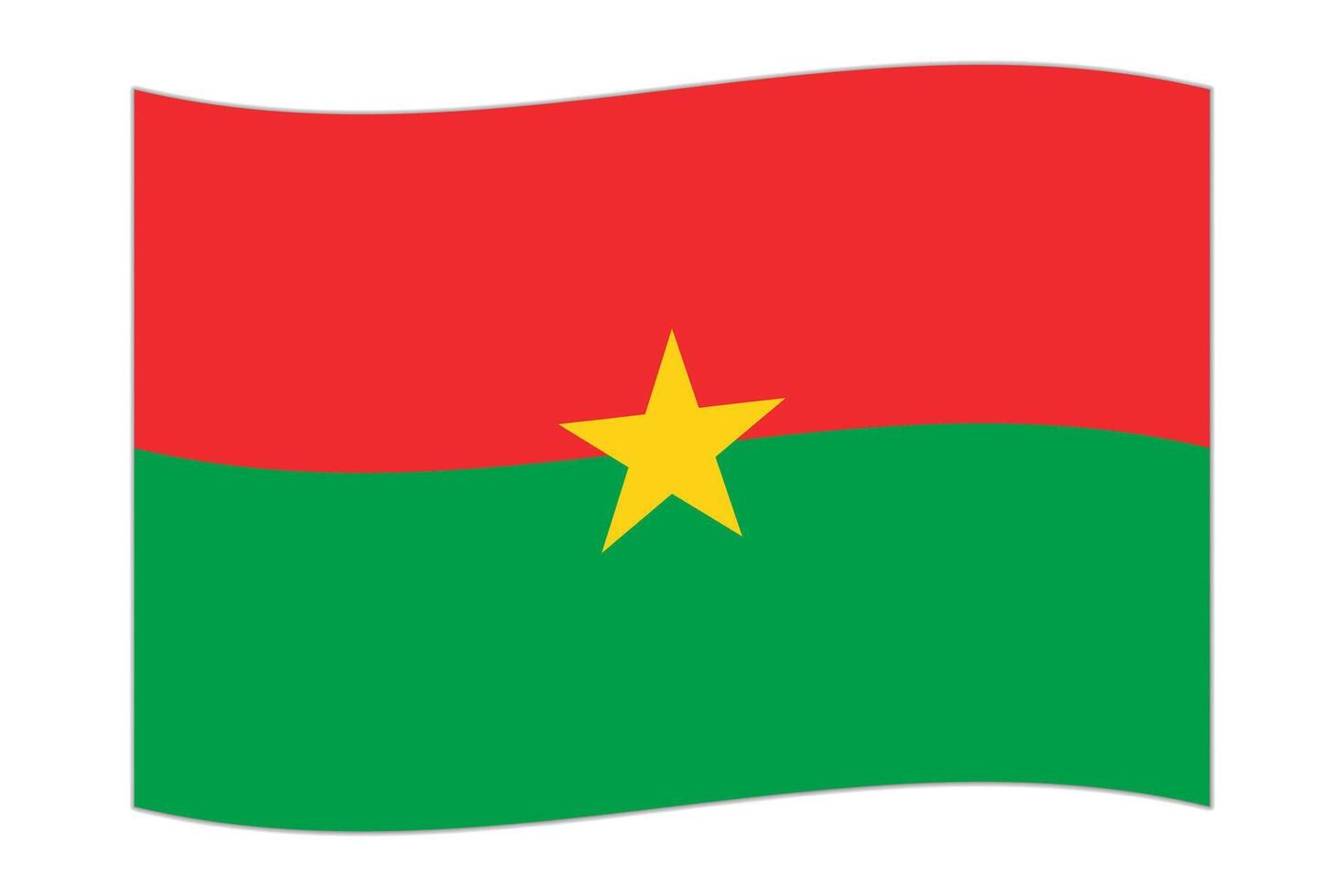 Waving flag of the country Burkina Faso. Vector illustration.