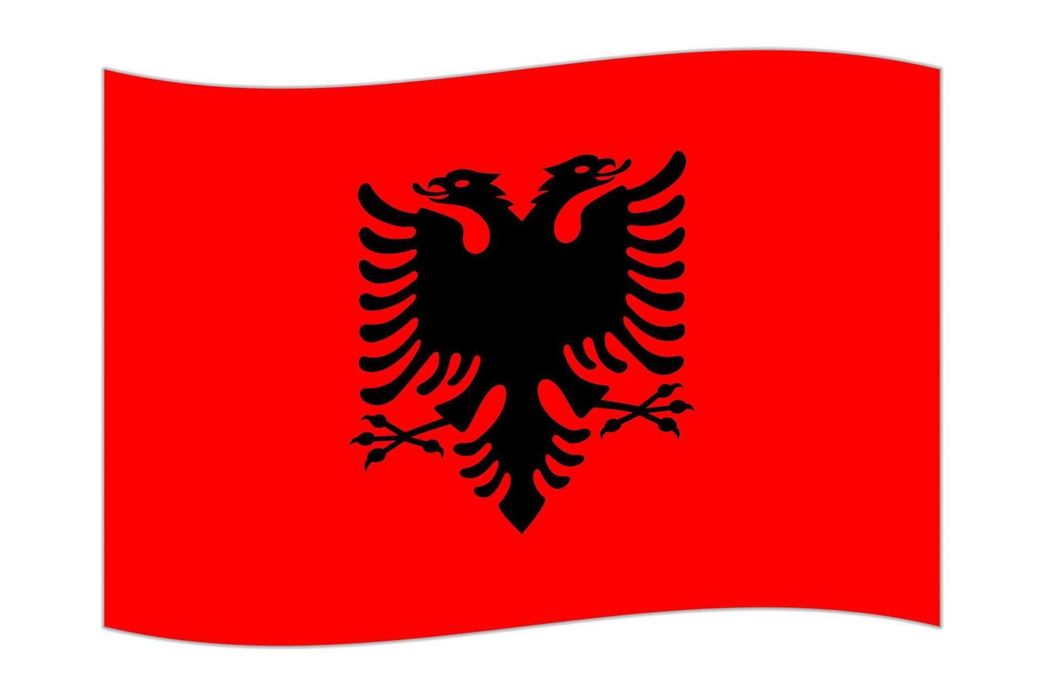 Waving flag of the country Albania. Vector illustration.