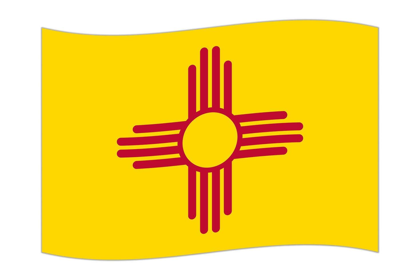 Waving flag of the New Mexico state. Vector illustration.