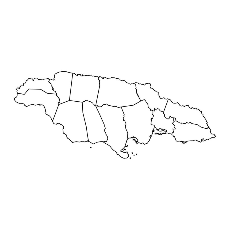 Jamaica map with administrative divisions. Vector illustration.