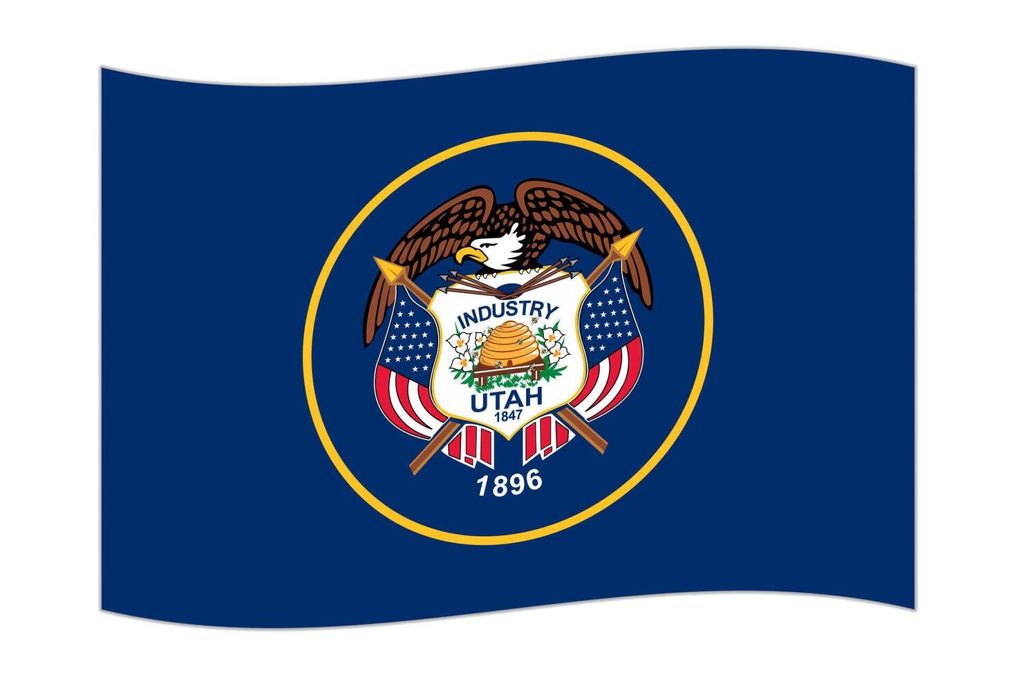 Waving flag of the Utah state. Vector illustration.