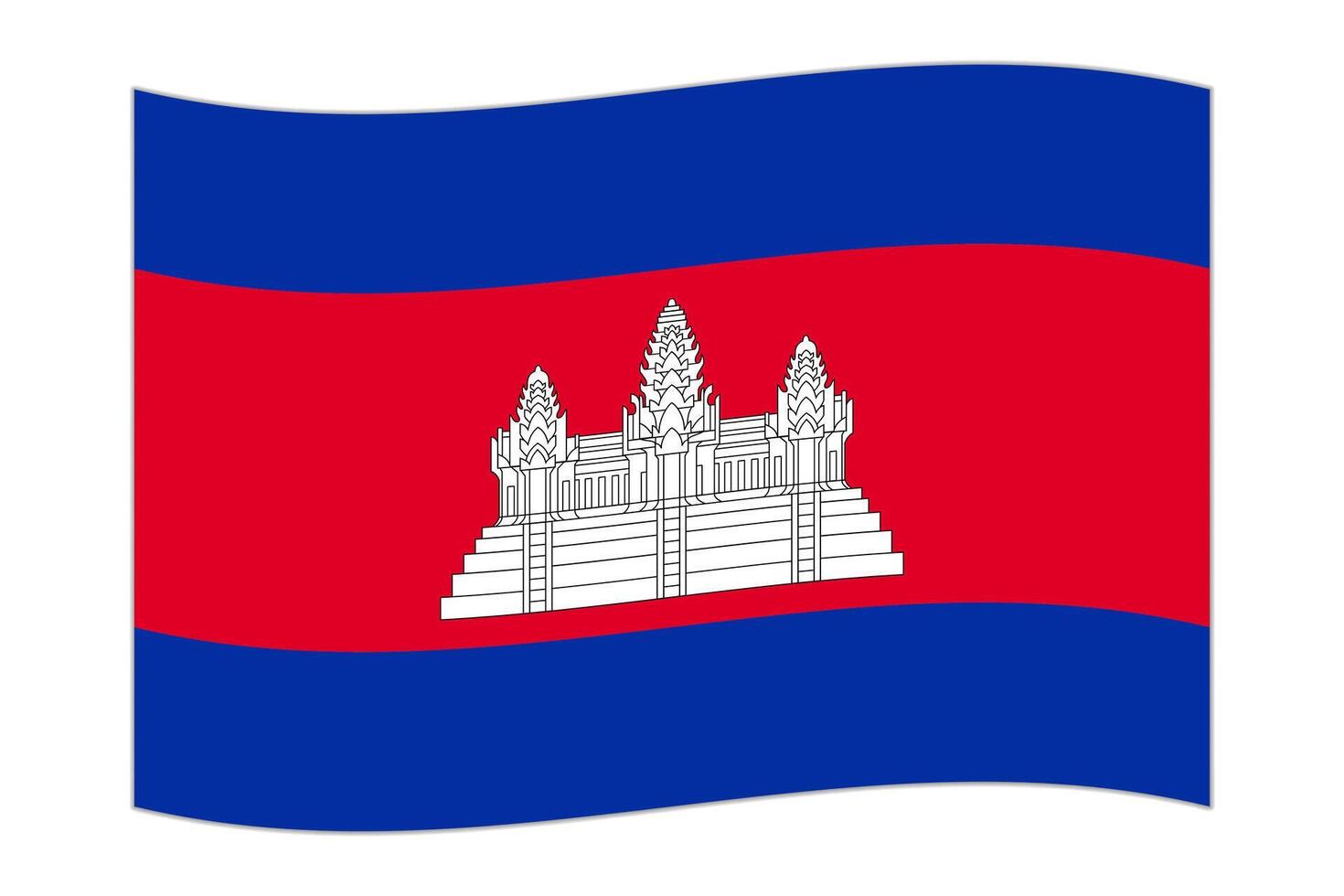 Waving flag of the country Cambodia. Vector illustration.