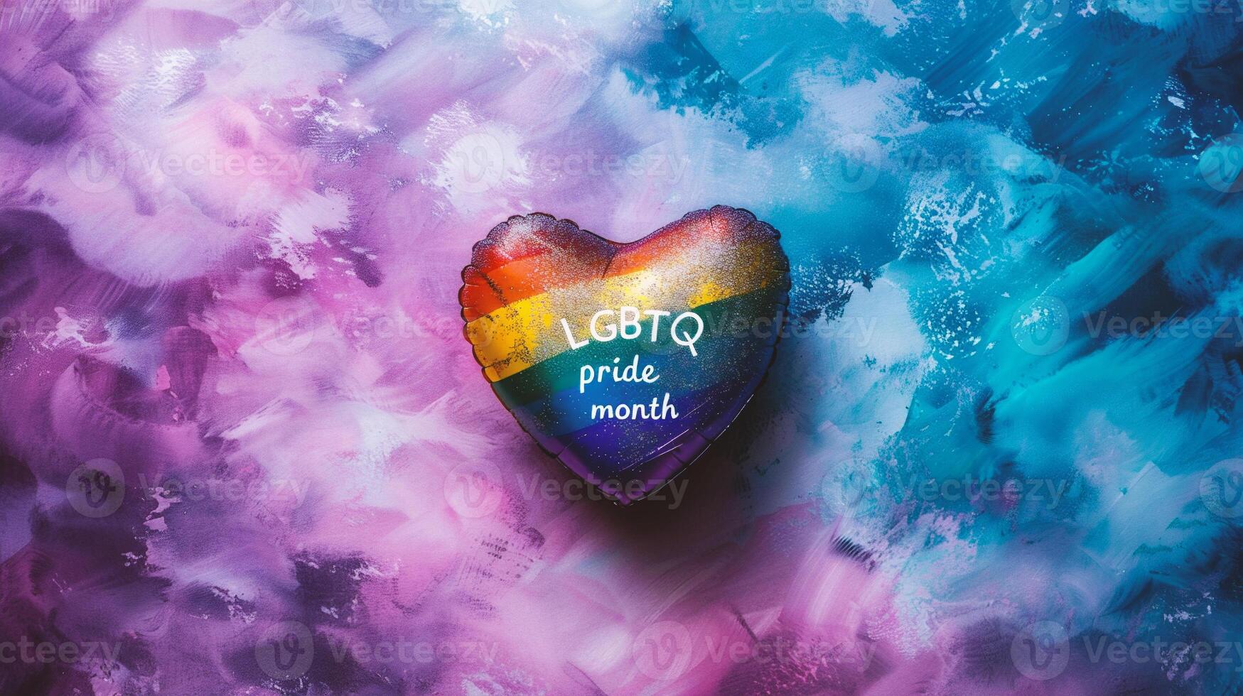 AI generated Rainbow heart on watercolor background. LGBT pride month concept. photo