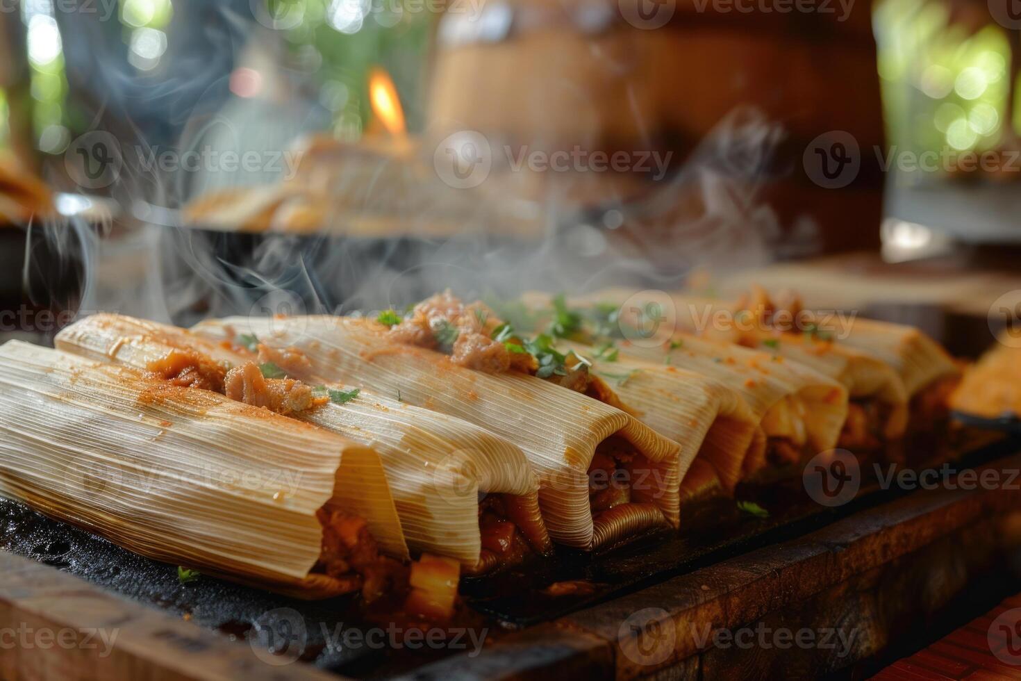 AI generated steamed tamales. ai generated photo