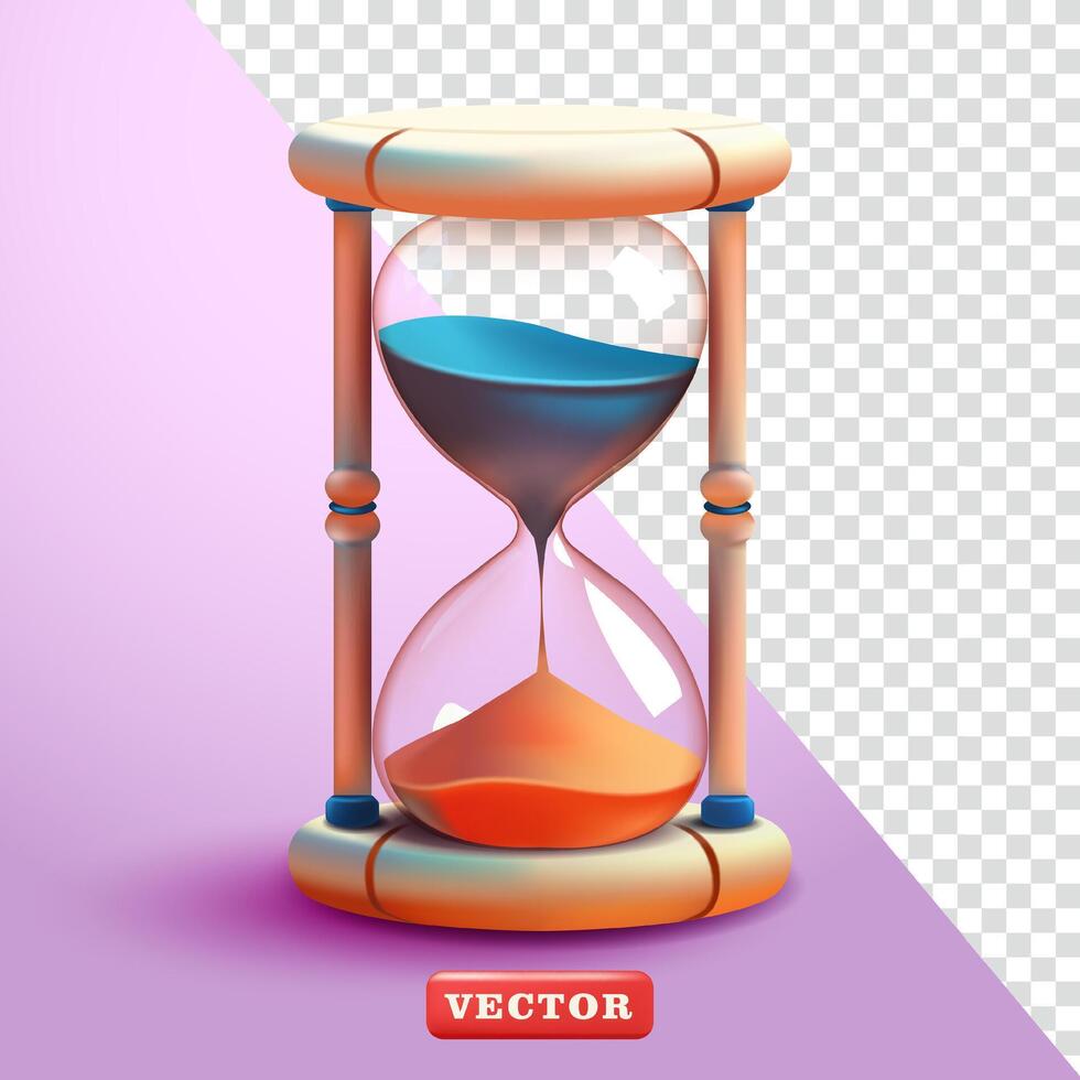 Beautiful blue and orange hourglass, 3d vector. Suitable for design, business and game elements vector