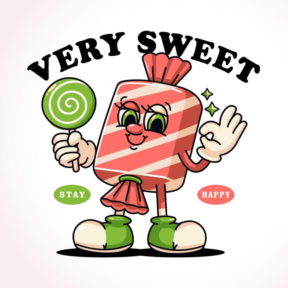 Cute candy retro mascot. Perfect for logos, mascots, t-shirts, stickers and posters vector