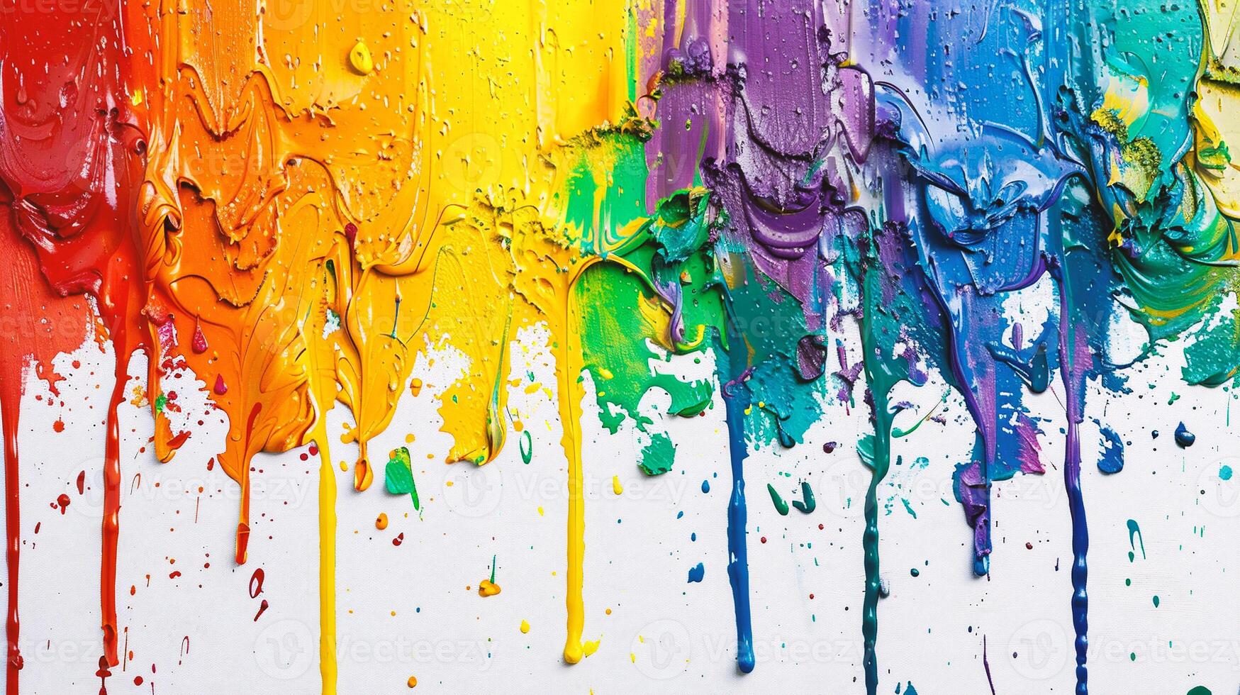 AI generated Colorful oil paint splashes on a white paper. Abstract background photo