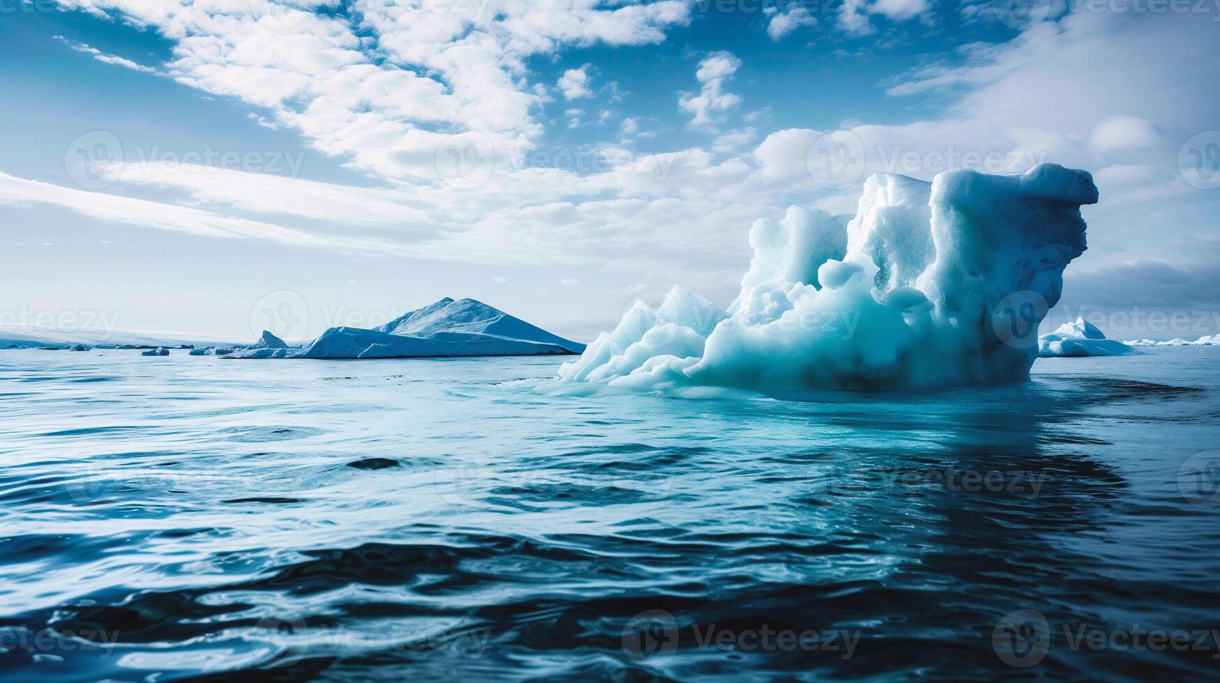 ai generado icebergs en glaciar laguna foto