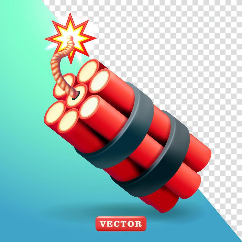 Red dynamite, 3d vector. Suitable for element design and game elements vector