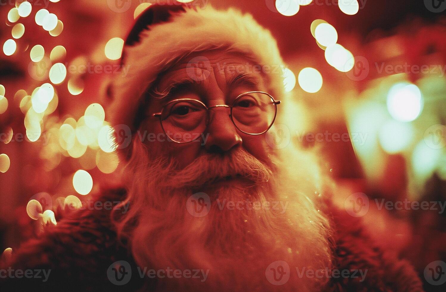 ai generado Papa Noel claus bokeh antecedentes foto