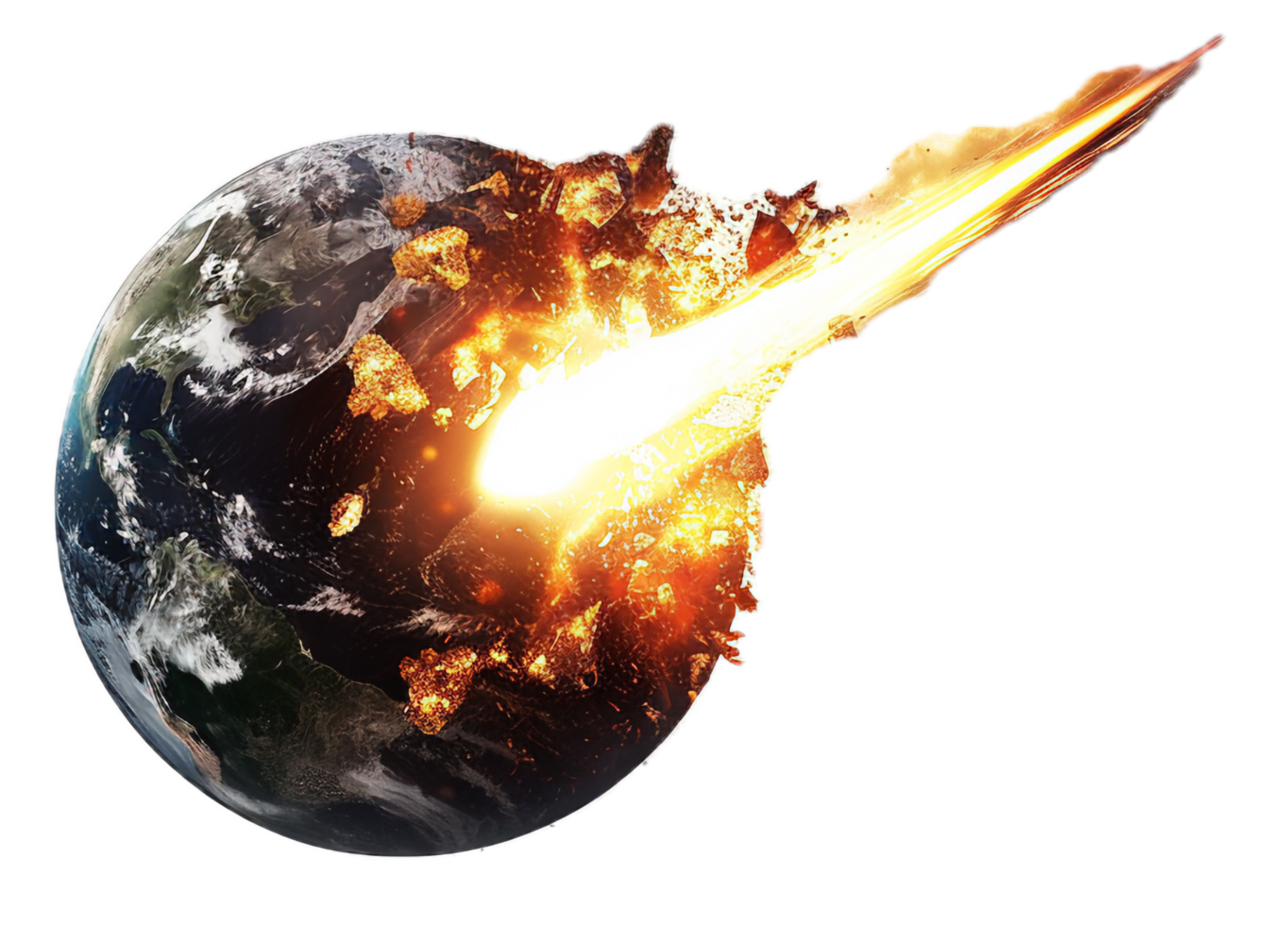 AI generated Asteroid Impact on Earth with Explosive Force png