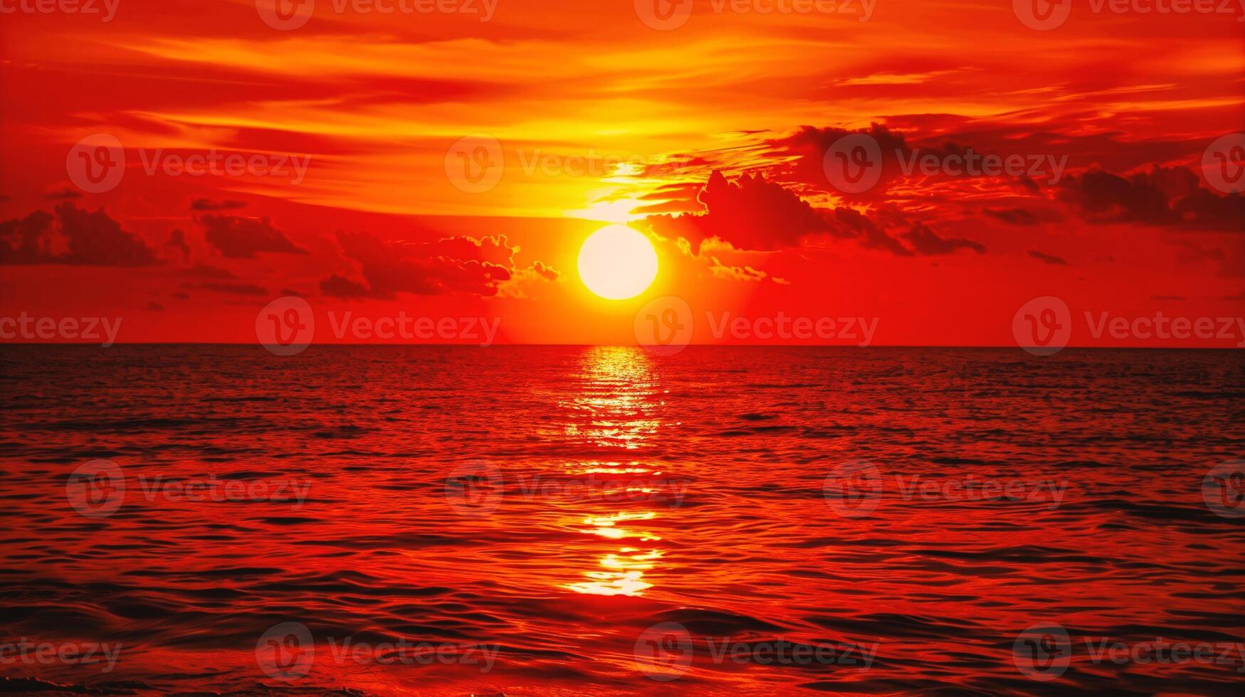 AI generated Sunset over the sea in the tropics. Beautiful landscape. photo