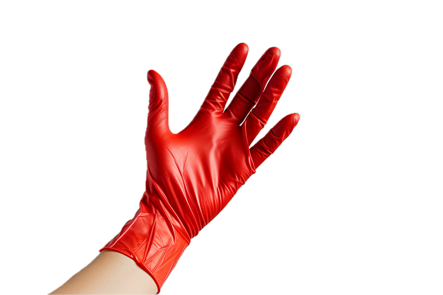 ai generado rojo caucho guante en mano png