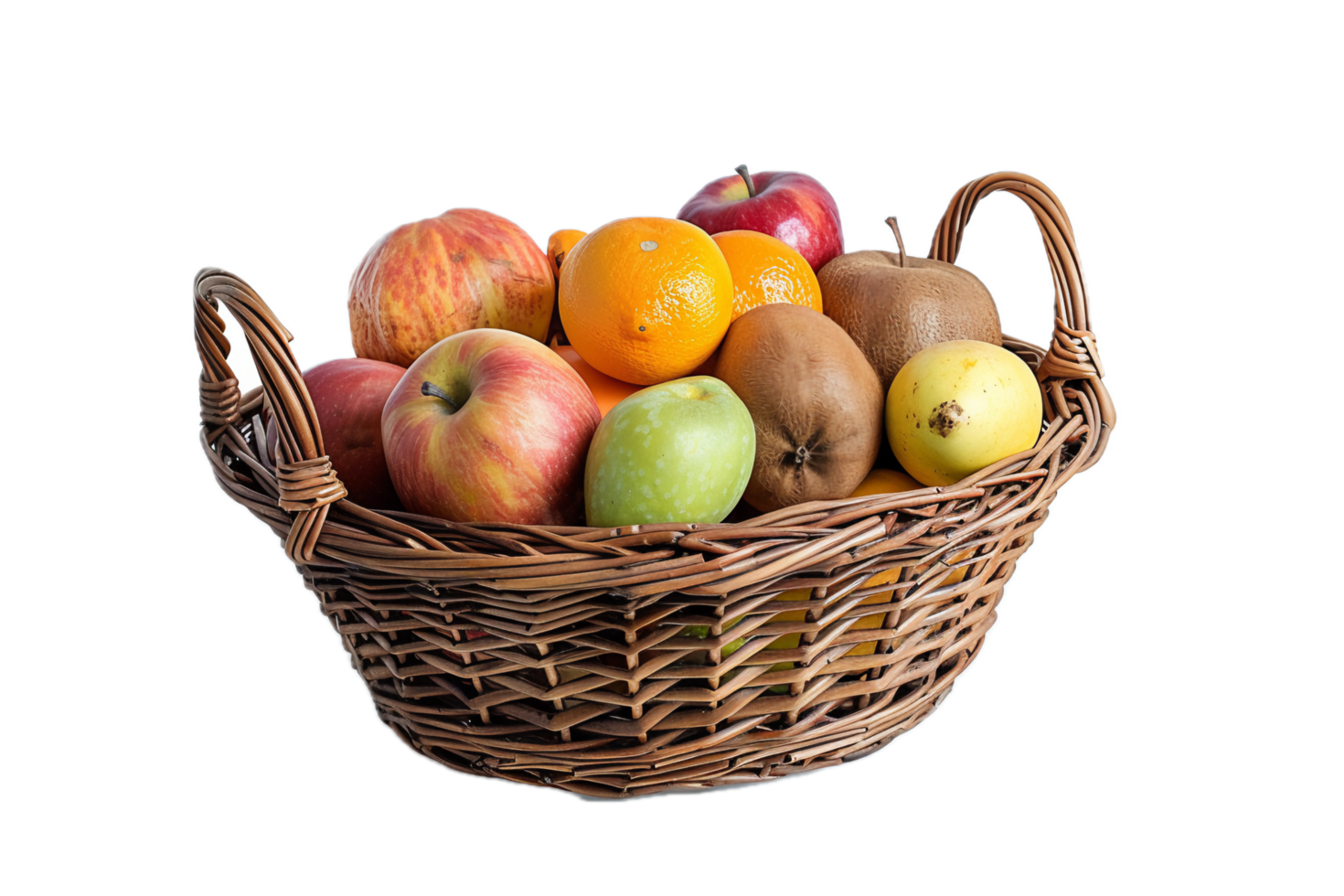 AI generated Fresh Assorted Fruits in Wicker Basket png