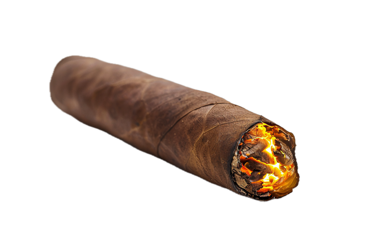 ai generado iluminado cigarro con brillante ceniza de cerca png