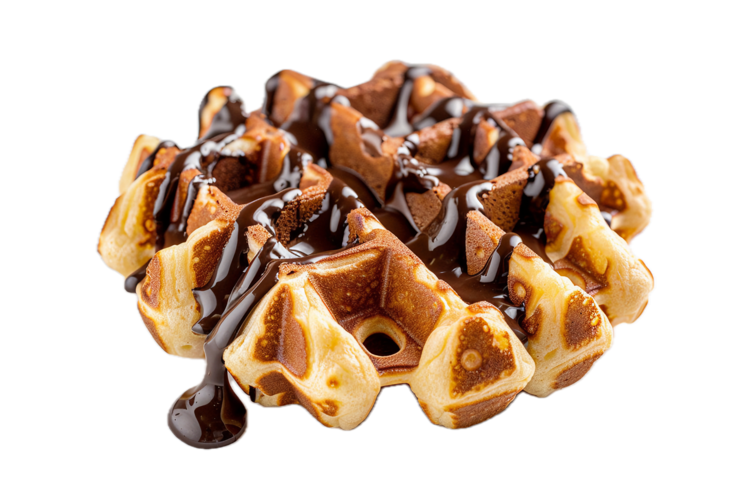 AI generated Belgian Waffle Covered in Chocolate Syrup png