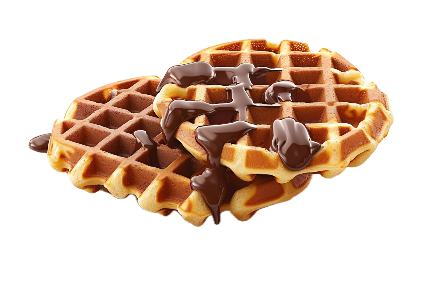 AI generated Belgian Waffle Covered in Chocolate Syrup png